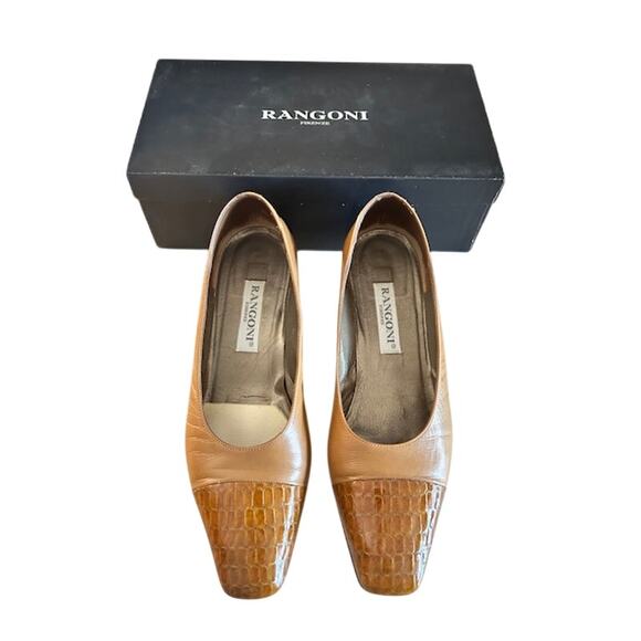 Y2K Rangoni Firenze Tan Leather Cap-Toe Pumps – 8.5B - Picture 1 of 13